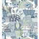 A Street Prints Hannah vlies anyagú fehér, kék, zöld, szürke színű madaras, virágos modern tapéta