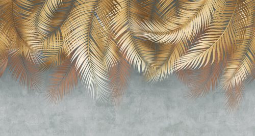 Adawall Fiji vlies, vinyl anyagú barna, sárga színű leveles modern poszter