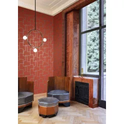   Khroma Folies vlies anyagú rozsdabarna, fekete, ezüst színű geometriai modern tapéta