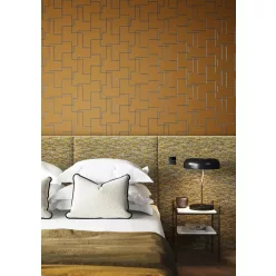   Khroma Folies vlies anyagú mustársárga, ezüst, fekete színű geometriai modern tapéta