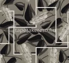 Khroma Folies vlies anyagú fekete, barna, beige, fehér színű leveles modern tapéta