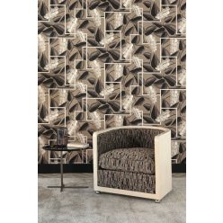   Khroma Folies vlies anyagú fekete, barna, beige, fehér színű leveles modern tapéta