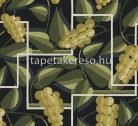 Khroma Folies vlies anyagú fekete, zöld, mustársárga színű leveles modern tapéta
