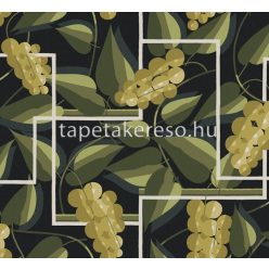   Khroma Folies vlies anyagú fekete, zöld, mustársárga színű leveles modern tapéta