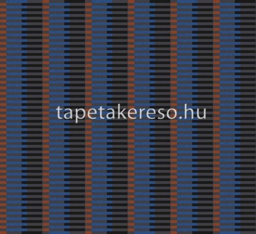 Khroma Folies vlies anyagú fekete, kék, rozsdabarna, gyöngyház színű csíkos, geometriai modern tapéta