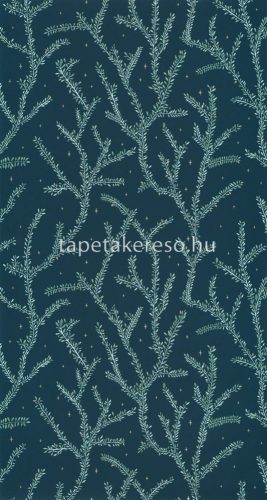 Caselio La Forét vlies anyagú kék, zöld, arany színű ágas modern, natural tapéta
