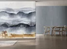 Decoprint Feature Walls vinyl, vlies anyagú, barna, fehér, kék színű, hegyvidék, festmény , Modern poszter