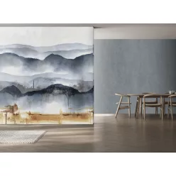   Decoprint Feature Walls vinyl, vlies anyagú, barna, fehér, kék színű, hegyvidék, festmény , Modern poszter