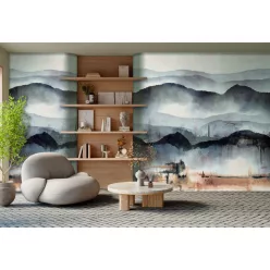   Decoprint Feature Walls vinyl, vlies anyagú, barna, fehér, fekete, szürke színű, hegyvidék, festmény , Modern poszter