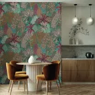 Decoprint Feature Walls vinyl, vlies anyagú, kék, barna, terrakotta, barack színű, növényes, Modern poszter