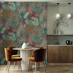   Decoprint Feature Walls vinyl, vlies anyagú, kék, barna, terrakotta, barack színű, növényes, Modern poszter