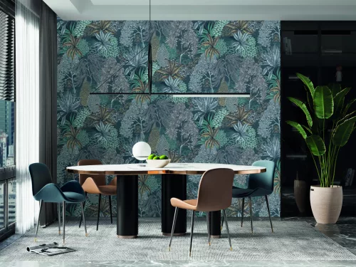 Decoprint Feature Walls vinyl, vlies anyagú, kék, keki, szürke színű, növényes, Modern poszter