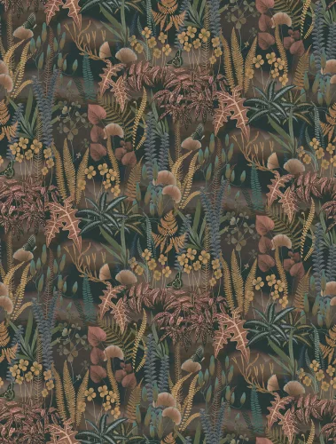 Decoprint Feature Walls vinyl, vlies anyagú, barna, kék, zöld színű, leveles, Modern poszter