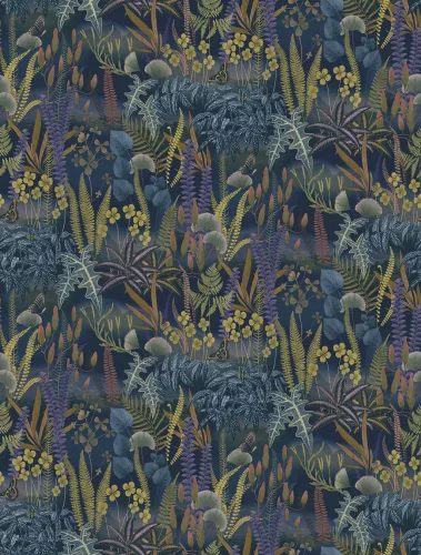 Decoprint Feature Walls vinyl, vlies anyagú, kék, mustársárga, lila, barna, zöld színű, leveles, Modern poszter