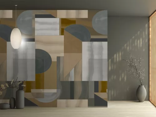 Decoprint Feature Walls vinyl, vlies anyagú, szürke, barna, fekete színű, geometriai, Modern poszter