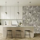 Decoprint Feature Walls vinyl, vlies anyagú, barna, szürke színű, hullámos, Modern poszter