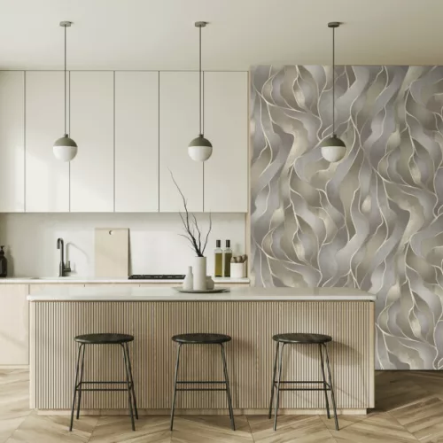 Decoprint Feature Walls vinyl, vlies anyagú, barna, szürke színű, hullámos, Modern poszter