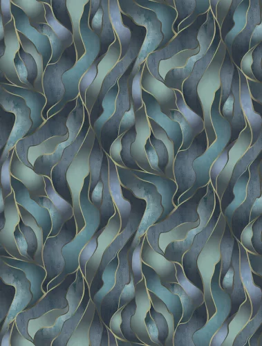 Decoprint Feature Walls vinyl, vlies anyagú, kék, zöld színű, hullámos, Modern poszter