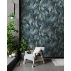   Decoprint Feature Walls vinyl, vlies anyagú, kék, zöld színű, hullámos, Modern poszter