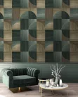Decoprint Feature Walls vinyl, vlies anyagú, zöld, barna színű, geometriai, Modern poszter