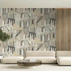   Decoprint Feature Walls vinyl, vlies anyagú, szürke, barna színű, épület, Modern poszter