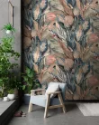 Decoprint Feature Walls vinyl, vlies anyagú, kék, barack, beige színű, leveles, Modern poszter