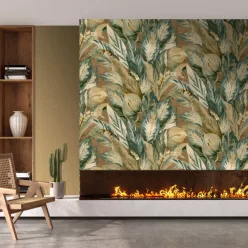   Decoprint Feature Walls vinyl, vlies anyagú, zöld, barna színű, leveles, Modern poszter