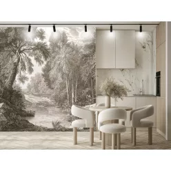   Decoprint Feature Walls vinyl, vlies anyagú, barna, fehér színű, tájkép, fás, Modern poszter