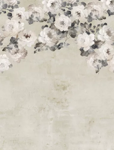Decoprint Feature Walls vinyl, vlies anyagú, beige, fehér, szürke színű, virágos, Modern poszter