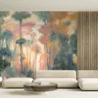 Decoprint Feature Walls vinyl, vlies anyagú, kék, narancssárga, krém színű, fás, Modern poszter