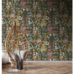   Decoprint Feature Walls vinyl, vlies anyagú, lila, narancssárga, mályva, kék, sárga színű, virágos, Modern poszter