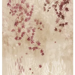   Decoprint Feature Walls vinyl, vlies anyagú, beige, bordó színű, leveles, Modern poszter