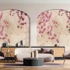 Decoprint Feature Walls vinyl, vlies anyagú, beige, bordó színű, leveles, Modern poszter