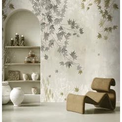   Decoprint Feature Walls vinyl, vlies anyagú, szürke, zöld színű, leveles, Modern poszter