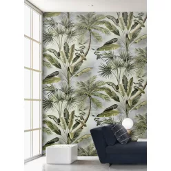   Decoprint Feature Walls vinyl, vlies anyagú, szürke, zöld színű, fás, Modern poszter