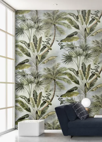 Decoprint Feature Walls vinyl, vlies anyagú, szürke, zöld színű, fás, Modern poszter
