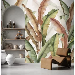   Decoprint Feature Walls vinyl, vlies anyagú, fehér, zöld, barna színű, leveles, Modern poszter