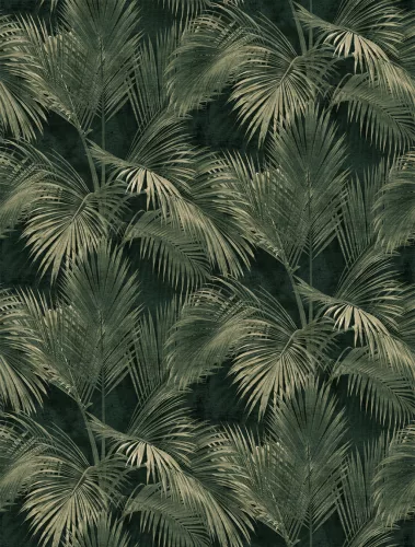 Decoprint Feature Walls vinyl, vlies anyagú, fekete, zöld színű, leveles, Modern poszter