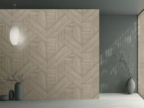Decoprint Feature Walls vinyl, vlies anyagú, homok színű, geometriai, famintás, Modern poszter