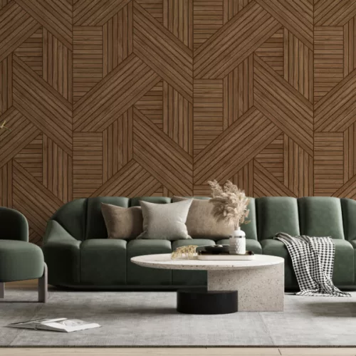 Decoprint Feature Walls vinyl, vlies anyagú, barna színű, geometriai, famintás, Modern poszter