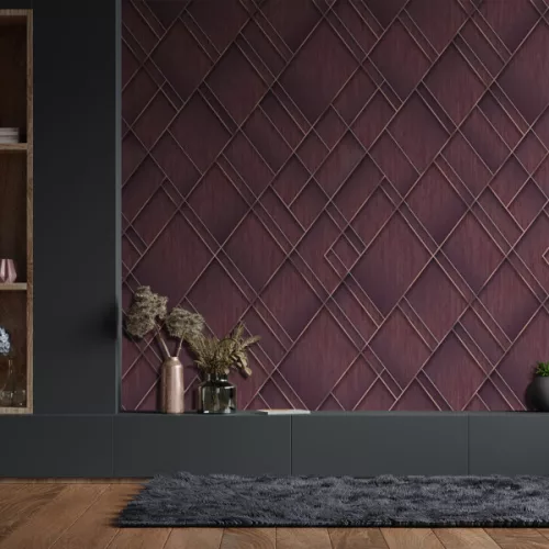 Decoprint Feature Walls vinyl, vlies anyagú, bordó színű, geometriai, Modern poszter