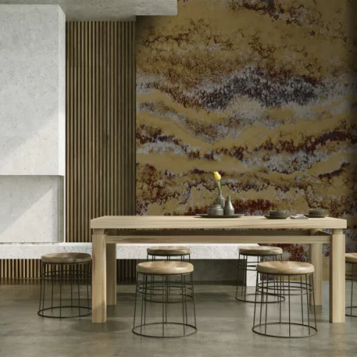 Decoprint Feature Walls vinyl, vlies anyagú, szürke, barna, mustársárga színű, foltos, Modern poszter