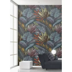   Decoprint Feature Walls vinyl, vlies anyagú, kék, lila, zöld, barna színű, leveles, Modern poszter