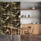 Decoprint Feature Walls vinyl, vlies anyagú, fekete, zöld, beige, barna színű, madaras, leveles, Modern poszter