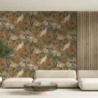 Decoprint Feature Walls vinyl, vlies anyagú, barna, zöld, beige színű, madaras, leveles, Modern poszter