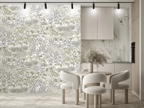 Decoprint Feature Walls vinyl, vlies anyagú, barna, szürke, fehér színű, növényes , Modern poszter