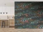 Decoprint Feature Walls vinyl, vlies anyagú, kék, barack, sárga, türkiz színű, növényes , Modern poszter
