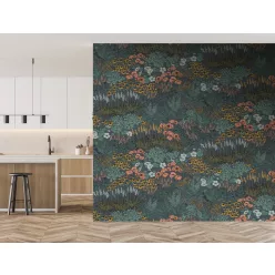   Decoprint Feature Walls vinyl, vlies anyagú, kék, barack, sárga, türkiz színű, növényes , Modern poszter