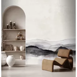   Decoprint Feature Walls vinyl, vlies anyagú, fekete, fehér színű, hegyvidék, festmény , Modern poszter