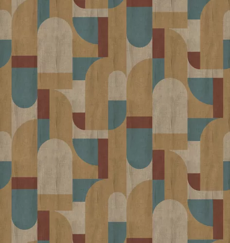 Decoprint Feature Walls vinyl, vlies anyagú, barna, türkiz színű, geometriai, Modern poszter
